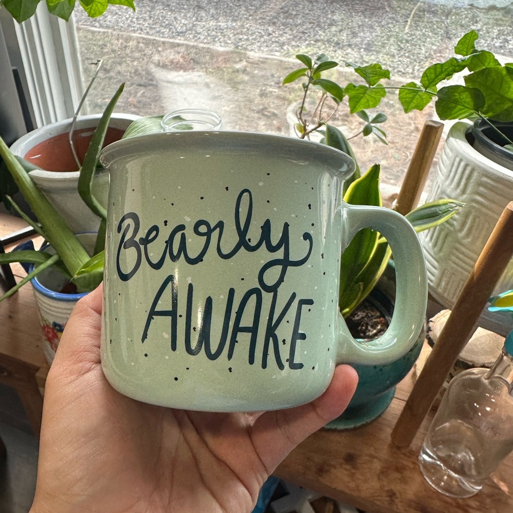 1006-Mint Green Mug - Bearly Awake